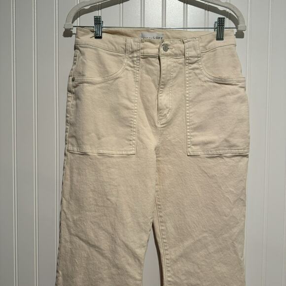 Loft Beige Relaxed Flare Pants Size 4 - Picture 2 of 6